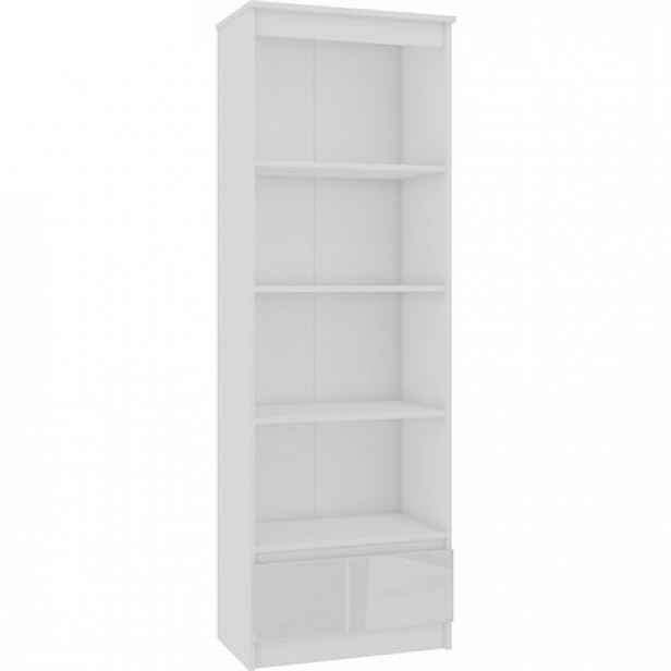 Knihovna R 60 cm CLP 1 zásuvka 4 poličky bílý lesk