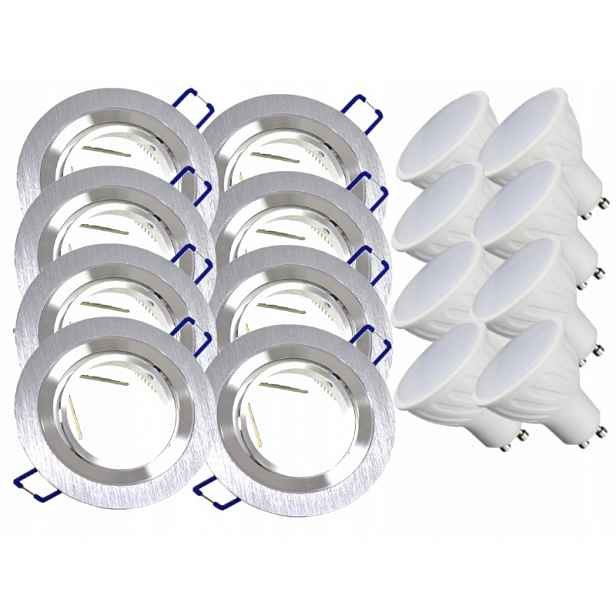8 x Nastavitelná Hliníková Lampa Stropní Lampa Inox Led Žárovky 1,5W