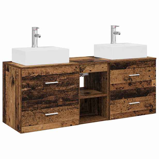 vidaXL Sada koupelnových skříněk 3 ks Staré dřevo 129 x 41 x 79,5 cm