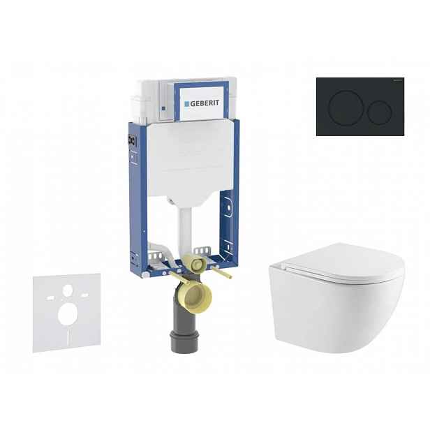 Geberit Kombifix - Set předstěnové instalace, klozetu Oudee a sedátka softclose, tlačítko Sigma20, matná černá/černá SANI15CA5146