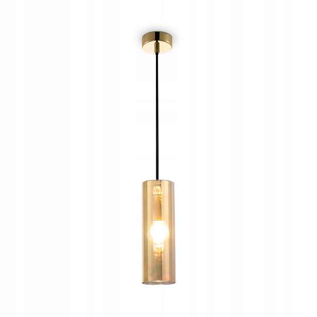 Maytoni Gioia závěsná lampa skleněná tuba zlatá E14 Ø8 cm