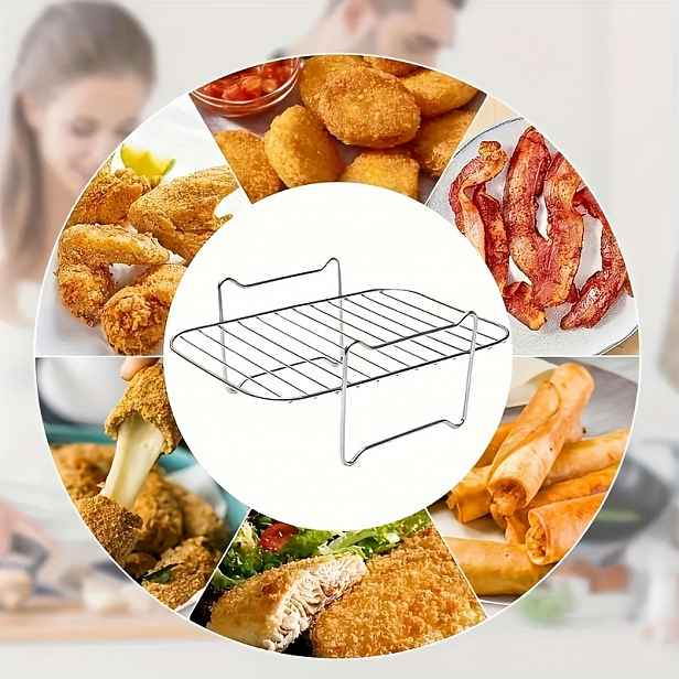 TEMU Grilovací rošt z nerezové oceli pro vzduchovou fritézu - Speciální grilovací rošt pro vzduchové fritézy, vnitřní i venkovní grilovací artefakt
