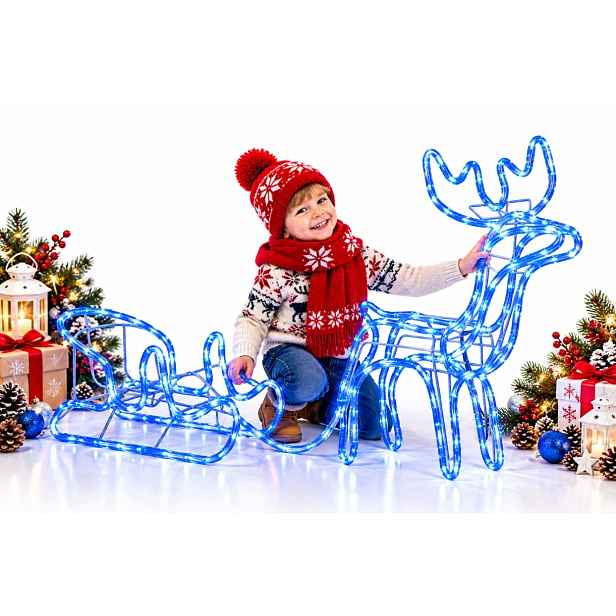 Sob Led S Saněmi 65 CM Modrý Flash IP44 Vánoční Dekorace