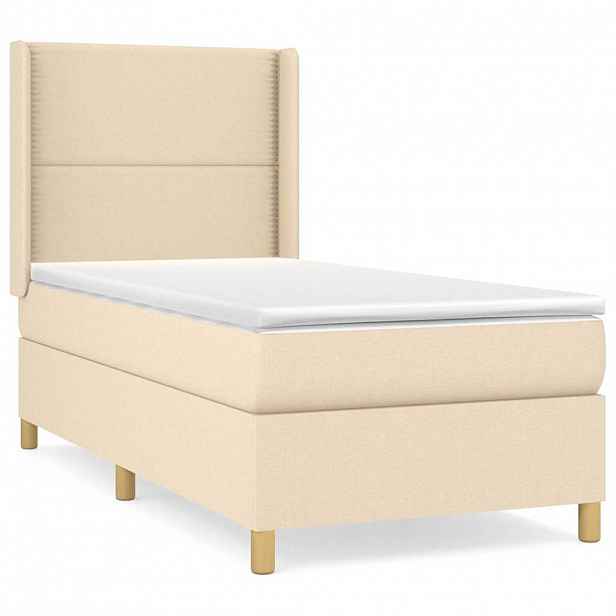 vidaXL Box spring postel s matrací krémová 90x190 cm textil