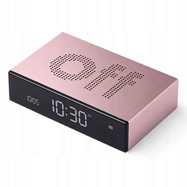 Budík Lexon Flip Premium oboustranný světle růžový