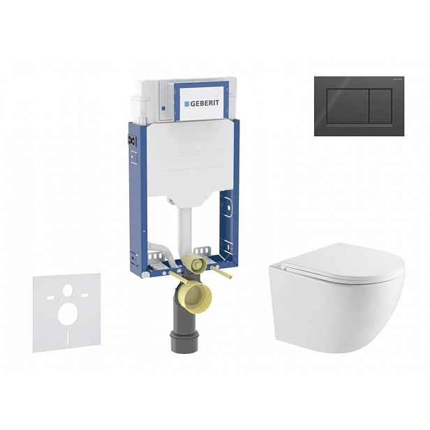 Geberit Kombifix - Set předstěnové instalace, klozetu Oudee a sedátka softclose, tlačítko Sigma20, černá lesk/černá mat SANI15CA5147