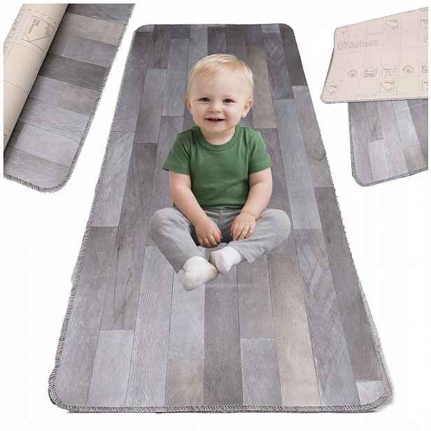 Koberec Běhoun do kuchyně 60x250 cm, Pvc, voděodolná, vzor prken, lemovaná