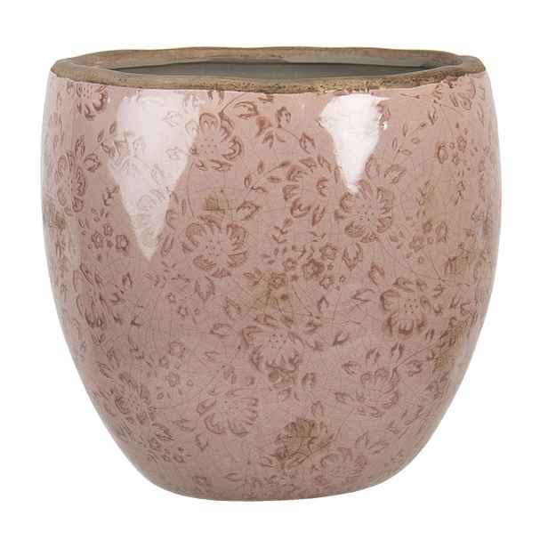 Růžový keramický květináč s popraskáním Alessia M - Ø 18*17 cm Clayre & Eef