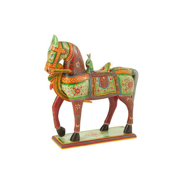 Dřevěná barevná dekorace kůň Mumbai Mango wood - 55*15*58 cm J-Line by Jolipa