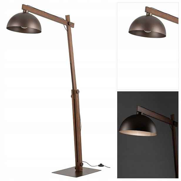 Hnědá podlahová lampa Oslo s industriálním designem do kanceláře Tk Lighting