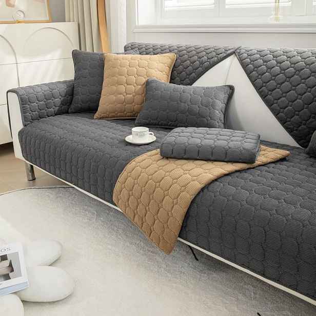 Přehoz na rohovou pohovku Elegantní Protiskluzová podložka 90x210 šedá