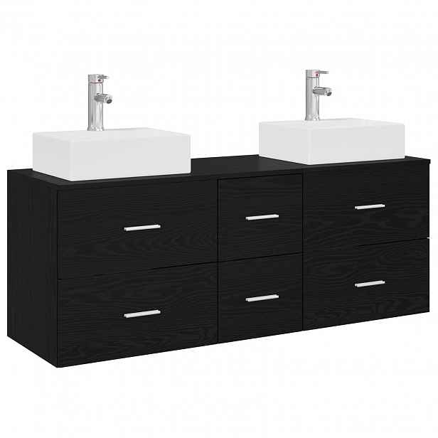 vidaXL Sada koupelnových skříněk 3 ks Černá 129 x 41 x 79,5 cm