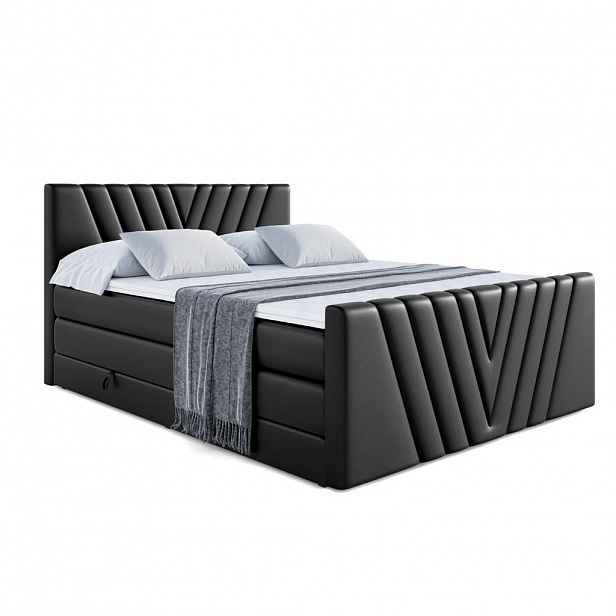 ALTDECOR POSTEL boxspring ERNINA-Z KING – 160 × 200 – H3/H4 – vysoce lesklá černá