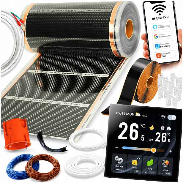 Fólie Silná Sada Podlahové Vytápění 80W 6m2 Wifi Termostat