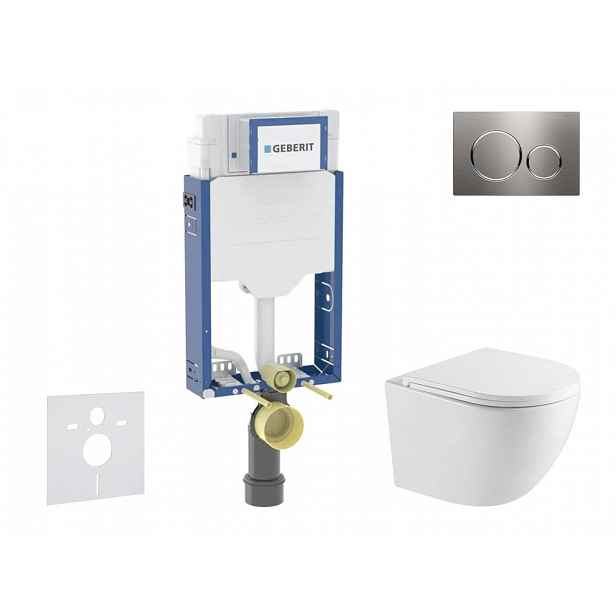 Geberit Kombifix - Set předstěnové instalace, klozetu Oudee a sedátka softclose, tlačítko Sigma20, nerez SANI15CA6108