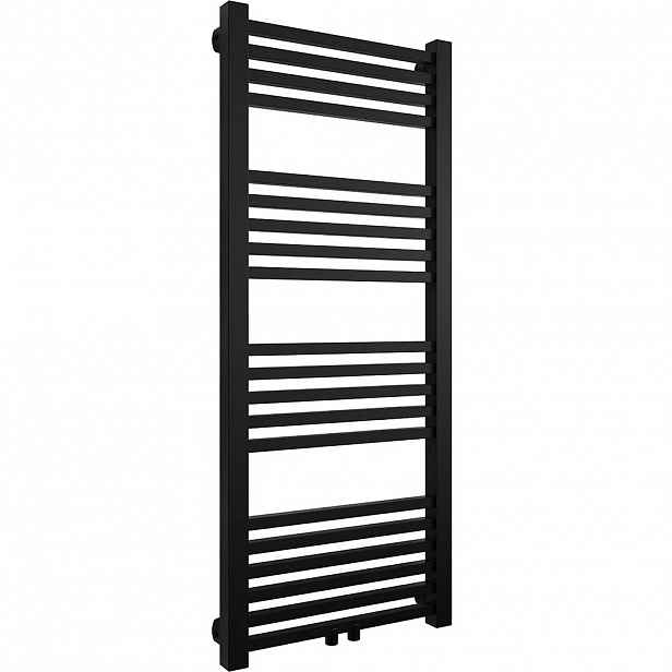 Koupelnový radiátor Franko - středové připojení 50mm/boční - 392W - černá matná - 1200x500 mm