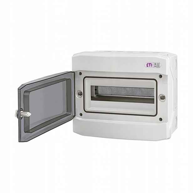 Modulární rozvaděč 1x12 Na omítku Transparentní IP65 1500V DC Bílá Eti