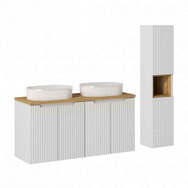 Petits-meubles KOUPELNOVÝ NÁBYTEK 120cm Riva 2er-Set Bílá a dřevo