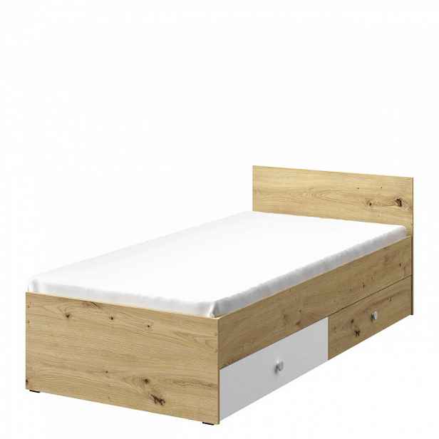Postel do studentského pokoje 90x200 CHIMA - dub artisan / bílá