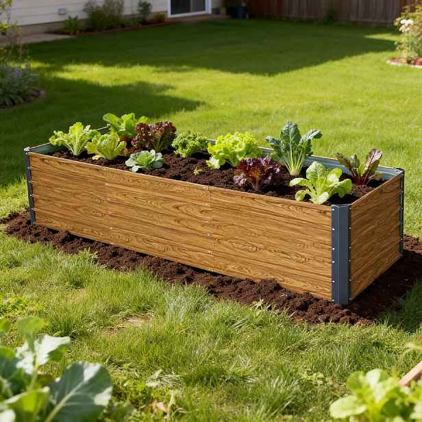 Vyvýšený zahradní záhon BestBerg VZ-1250RW / 1250 l / 240 x 90 x 58 cm / dekor dřeva