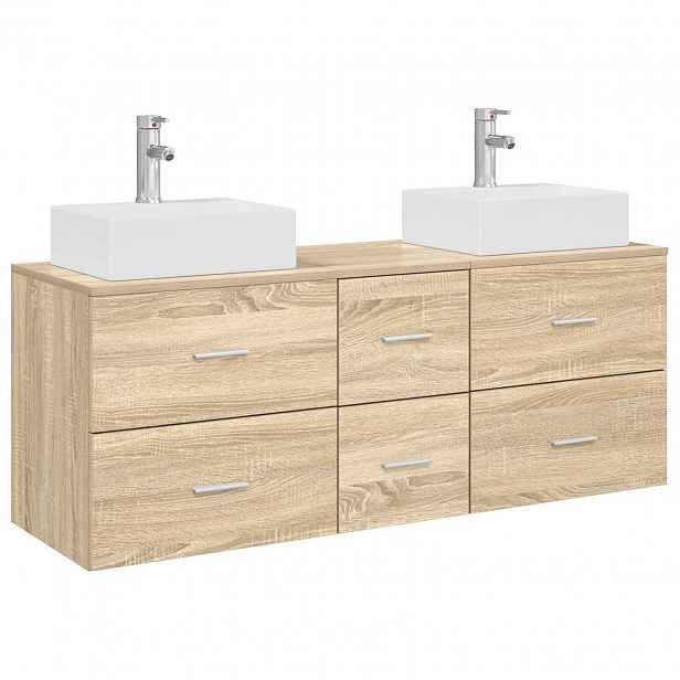 vidaXL Sada koupelnových skříněk 3 ks Dub sonoma 129 x 41 x 79,5 cm