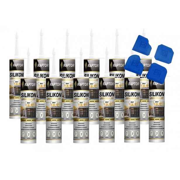 12 x univerzální silikon Bílý 280 ml Raptor 4 gumové kostky