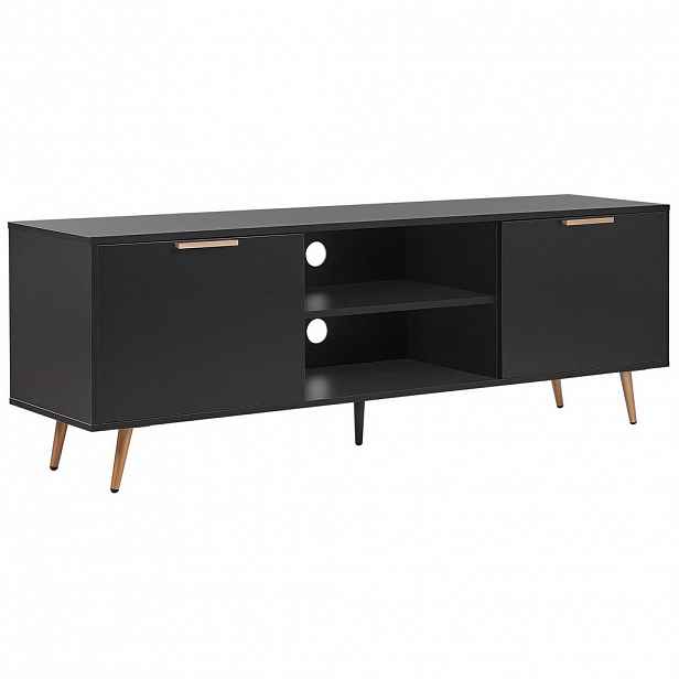 Beliani TV STOLEK Černý, Zlatý INDIO 40/166/57 cm