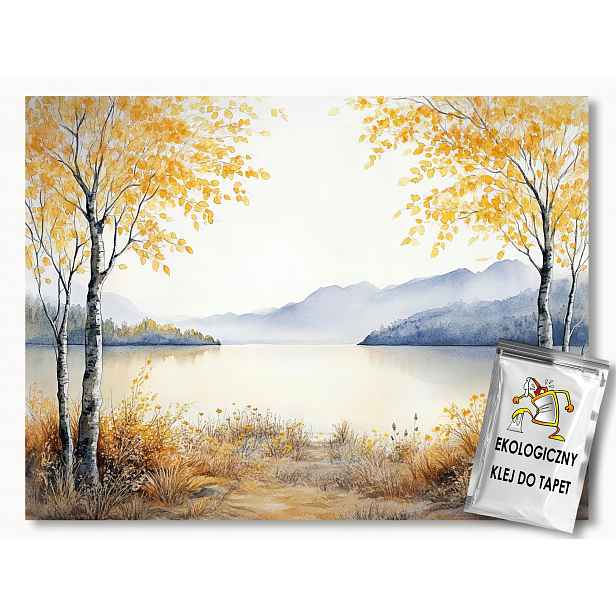 Fototapeta Flizelina Krajina Jezero Stromy Břízy Podzim 312x219 130g
