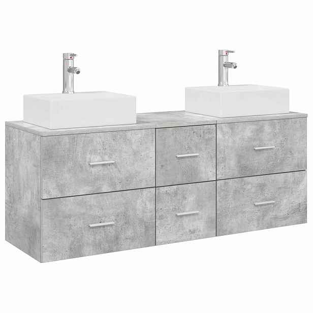 vidaXL Sada koupelnových skříněk 3 ks Betonově šedá 129 x 41 x 79,5 cm