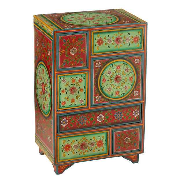 Dřevěná barevná komoda Mumbai mango wood - 43*29*65 cm J-Line by Jolipa