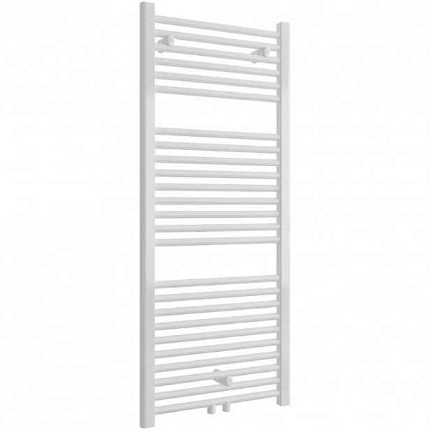 Koupelnový radiátor Lincoln - středové připojení 50mm/boční - 366W - bílá lesklá - 1200x500 mm
