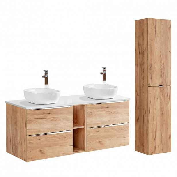 Petits-meubles KOUPELNOVÝ NÁBYTEK 140.4cm duben 2er-Set Dřevo