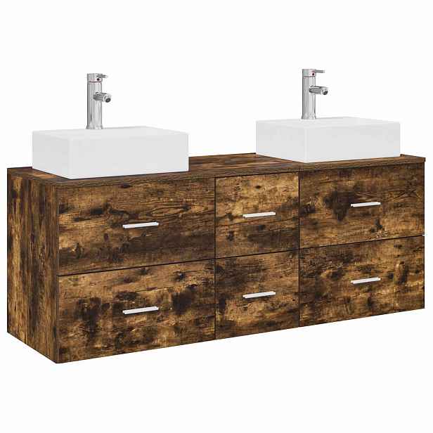 vidaXL Sada koupelnových skříněk 3 ks Kouřový dub 129 x 41 x 79,5 cm