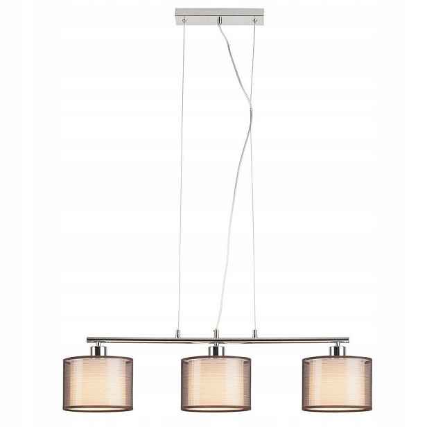 Chromovaná tříbodová závěsná lampa nad stůl