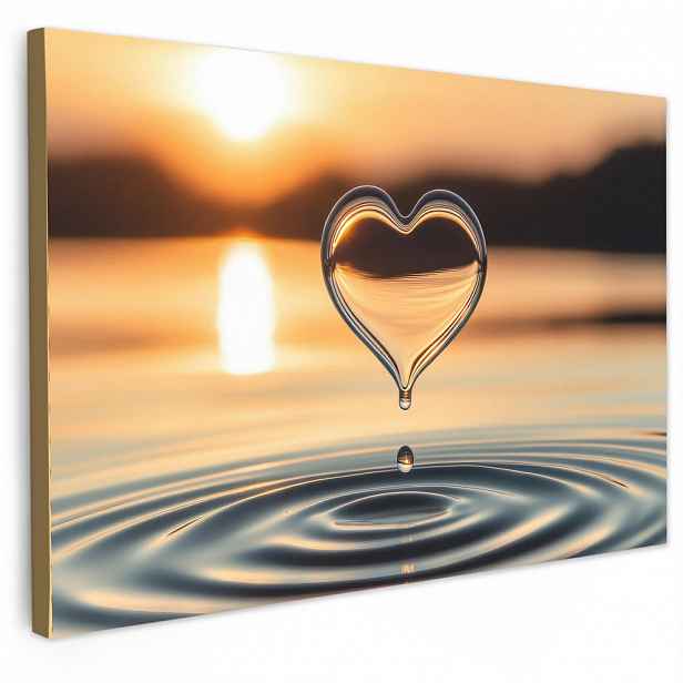 MuchoWow OBRAZ NA PLÁTNĚ Srdce - Voda - Západ slunce - Příroda - Zen 30x20 cm