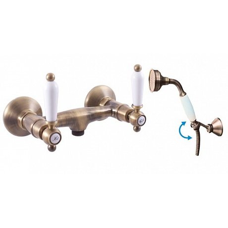 Sprchová baterie RAV SLEZÁK MORAVA se sprchovým setem 150 mm stará mosaz MK580.5/2SM