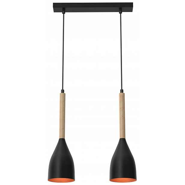 Závěsná stropní lampa Muza černá hnědá 2xE27 moderní do obývacího pokoje
