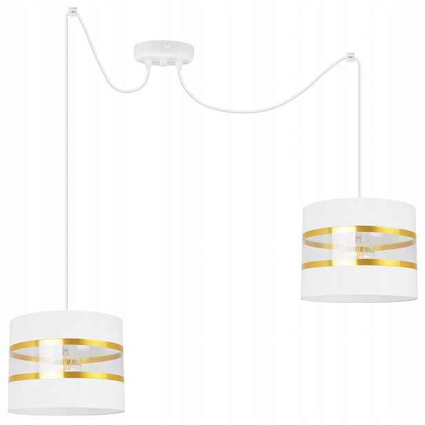 Závěsná Stropní Lampa Pavouk Glamour Lustr Bílé Stínidlo Zlaté Kulatý