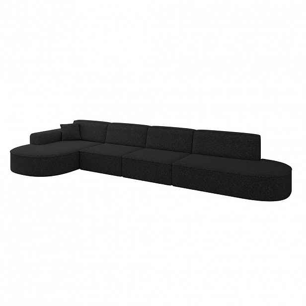 ALTDECOR ROHOVÁ SEDACÍ SOUPRAVA s otomanem vlevo MARI-L3 – 413 × 171 × 79 cm, černá tkanina