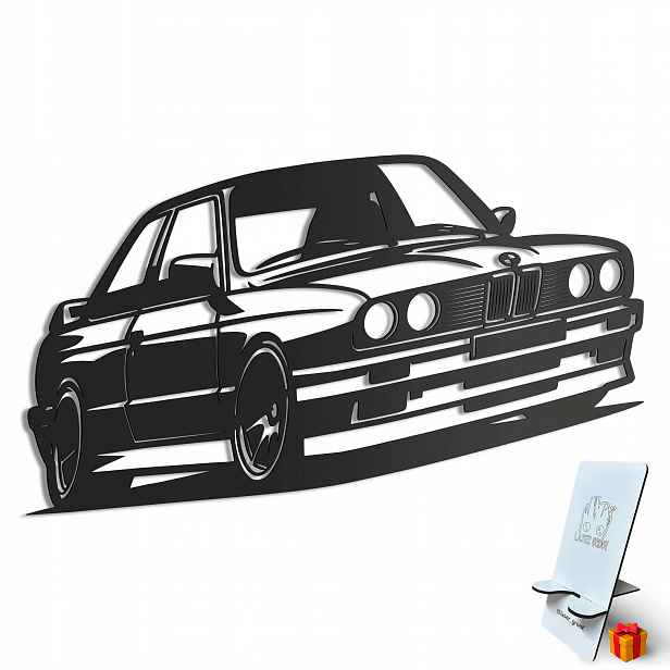 Dřevěný 3D obraz Bmw E30 Nástěnná Dekorace Dárek XL