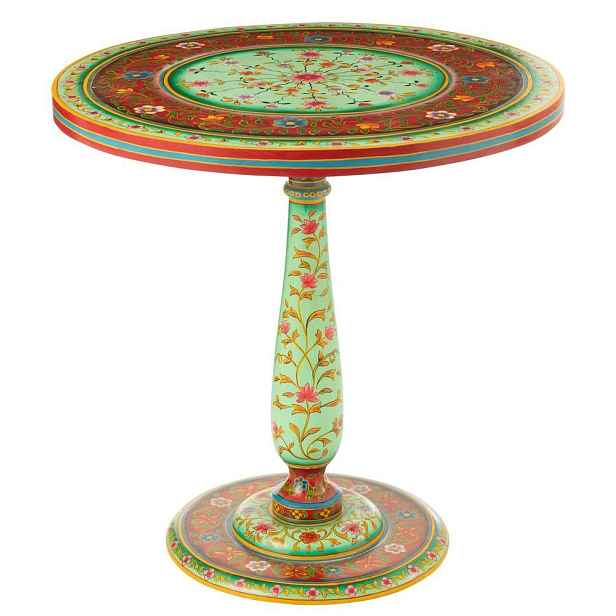 Dřevěný barevný kulatý stůl Mumbai mango wood - Ø 75*75 cm J-Line by Jolipa