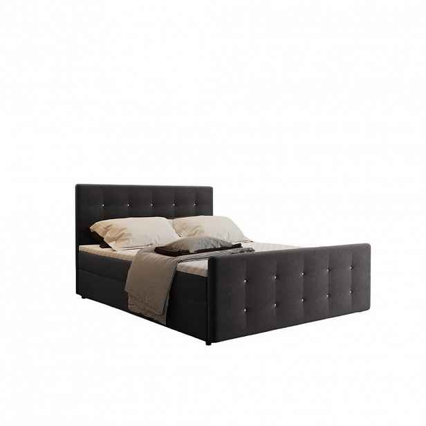 Kaiser Möbel KONTINENTÁLNÍ POSTEL s úložným prostorem, matrací a topperem AMOR Antracitová 200x200 cm H3-Bonell