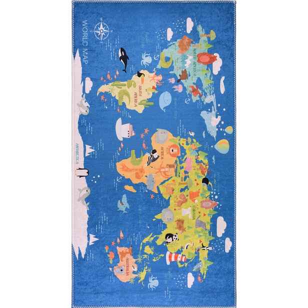 Modrý pratelný dětský koberec 160x230 cm Animal Atlas – Vitaus