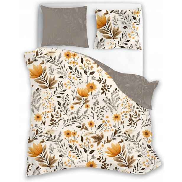 Oboustranné Bavlněné Povlečení Květiny Vintage Louka Retro 160x200
