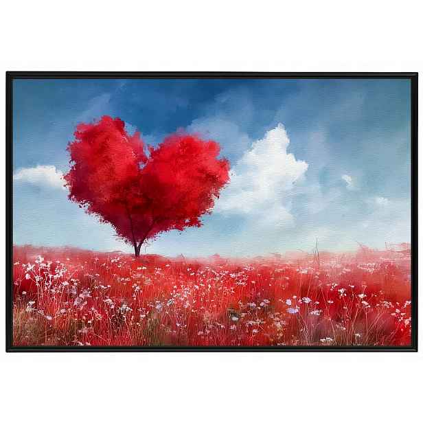 Plakát Rámeček Hliníkový Červené Srdce Strom Láska Romantika 60x40