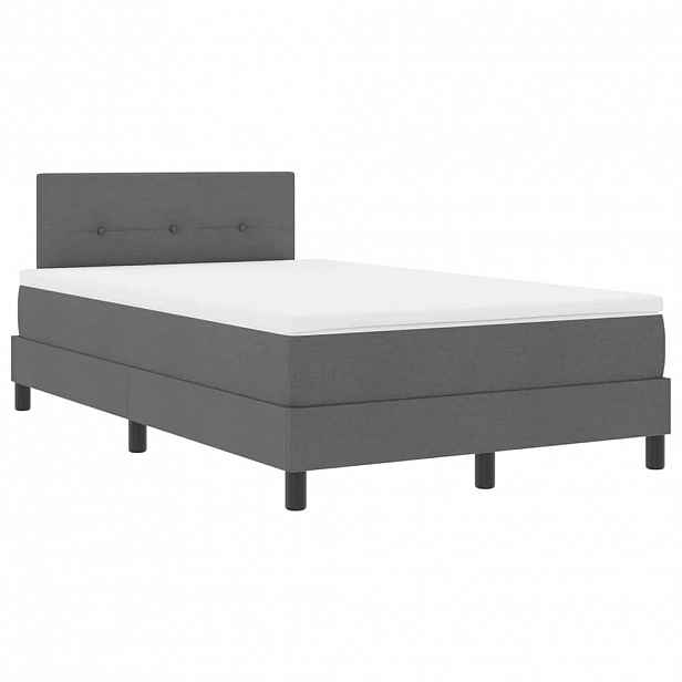 vidaXL Postel s boxspringem s LED pásky Tmavě šedá 120 x 190 cm textil