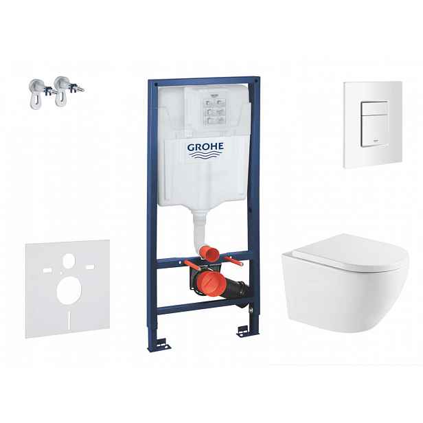 Grohe Rapid SL - Set předstěnové instalace, klozetu Oudee a sedátka softclose, tlačítko Skate Cosmopolitan, alpská bílá SANI11BA3114