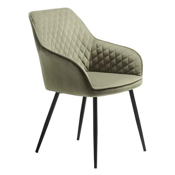 Khaki čalouněné jídelní křeslo s područkami Milton – Unique Furniture