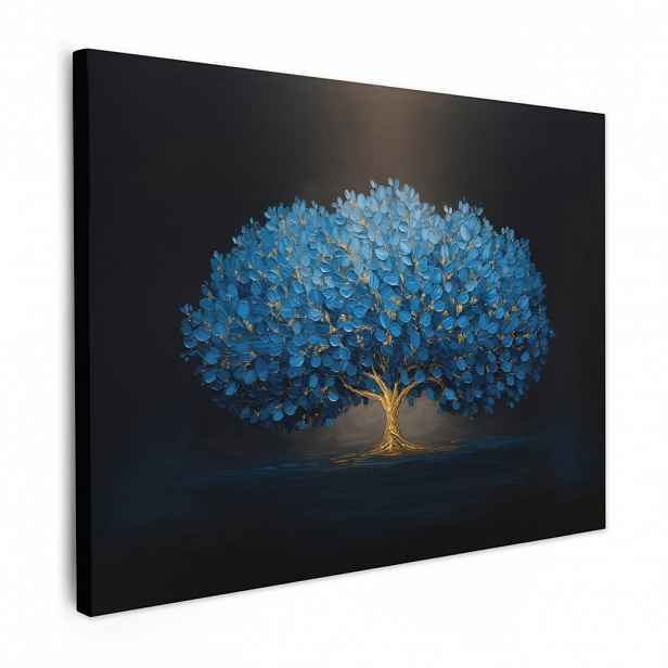 MuchoWow OBRAZ NA PLÁTNĚ Strom - modrá - listy - tahy štětcem 40x30 cm