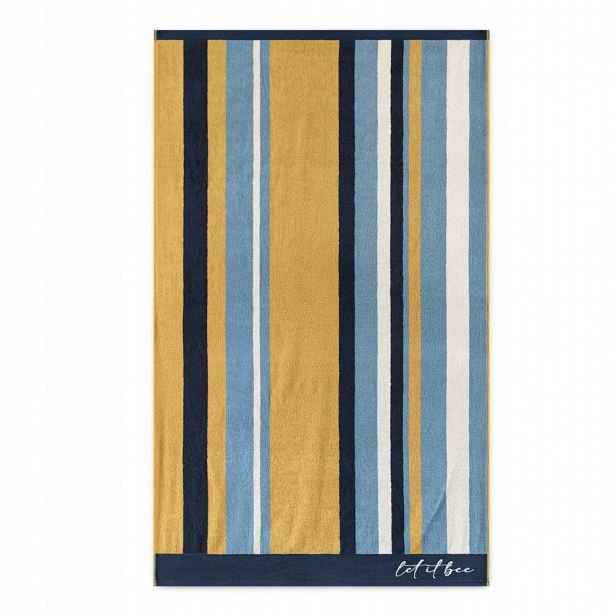 Plážový ručník 100x160 Let it Bee Rainbow modrý medový 380 g/m2 Zwoltex